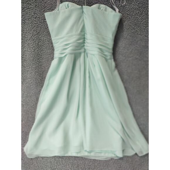 David's Bridal Dresses Short Crinkle Chiffon Dress Cascade Front strapless sz 8 - Picture 7 of 14